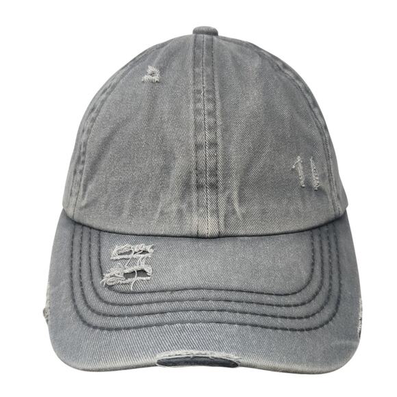 C.C Exclusives Strapback Hat Gray One Size Ponytail Distressed Blank - Picture 1 of 10